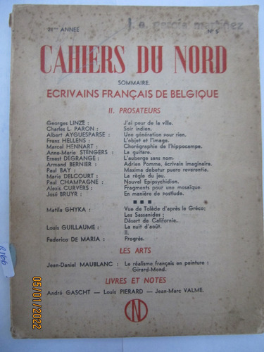Revista Cahiers Du Nord Nº5 Paron Degrange Curvers 