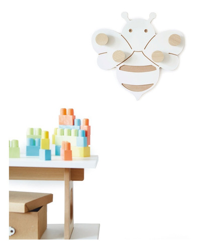 Perchero De Pared Abejita Infantil Escandinavo Nordico