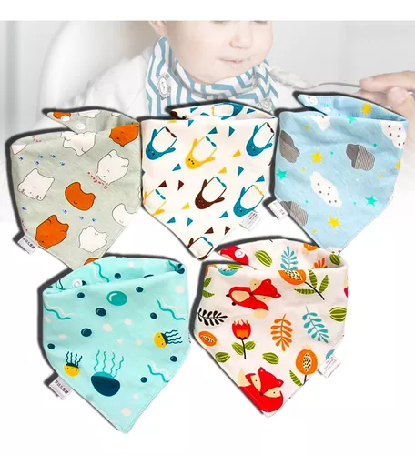 Babero Para Bebé Absorbentes Bandanas Baberos Bebe 5 Piezas