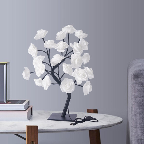 Lámpara De Escritorio Con Luz De Árbol De Flor Rosa Led,