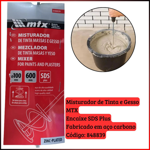 Misturador Argamassa Encaixe Sds Plus 100x600mm Mtx 848839