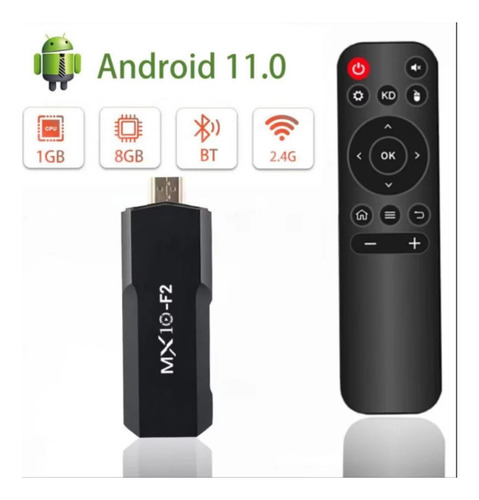 Androidtv Stick Mx10-f2 4k Hdmi Wifi 2.4 Ghz, 5 Ghz Preto Padrão