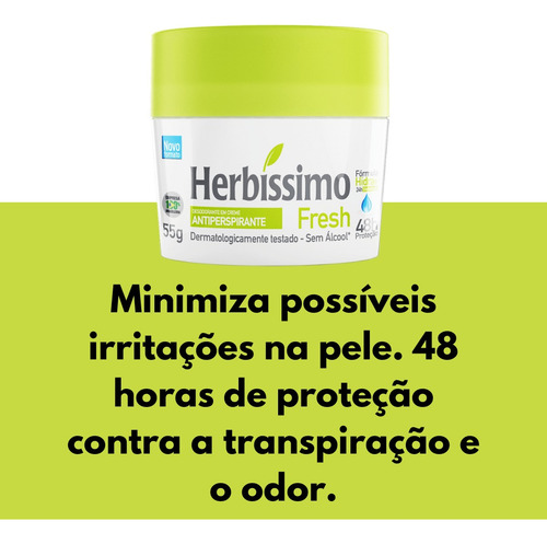 Kit 6 Desodorante Creme Herbíssimo Fresh 55g