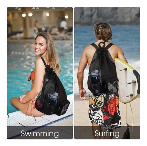Bolsa De Natación Con Cordón De Malla, Mochila De Playa.