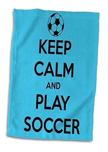 3drose Keep Calm And Play Soccer, Toalla Azul