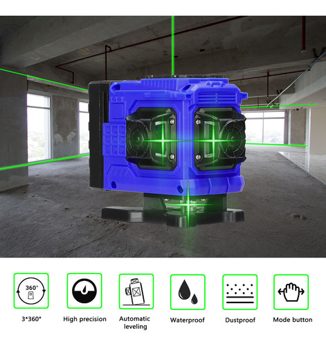 Láser Multifuncional De 12 Líneas, Verde, Autonivelante, 3°