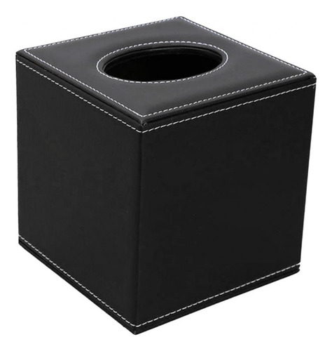 3 Caja De Pañuelos Con Cuadrado De Material Cuero , Negro