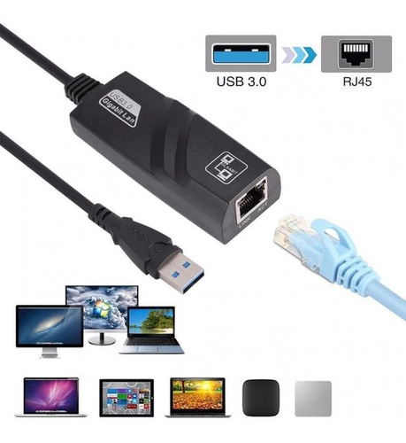 Imagem 3 de 8 de Adaptador Usb 3.0 Rede Rj45 Ethernet Gigabit 10/100/1000