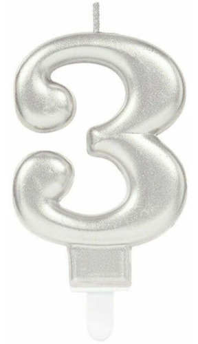 Vela Velita Numero Numerica # Plata Col Metalico Pastel Años