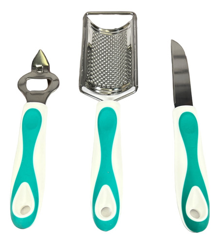 Set De 3 Utensilios Cocina Rallador Cuchillo Abrelatas