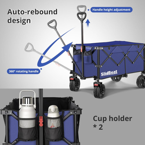 Carro Plegable 220l Carrito Utilidad Ruedas Grandes Modelo N Azul