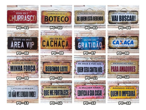 Imagem 2 de 10 de 4 Placas Decorativas Tipo Placa De Carro Frases Area Lazer