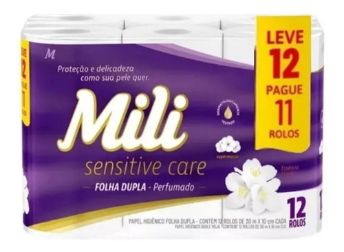 Papel Higiênico Mili Folha Dupla Perfumado Sensitive Care