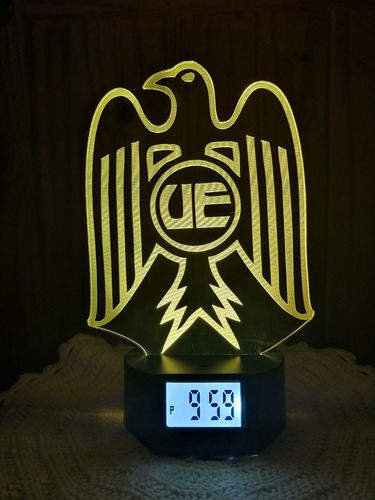 Unión Española Lámpara Led 3d Reloj Alarma 7 Colores En Uno