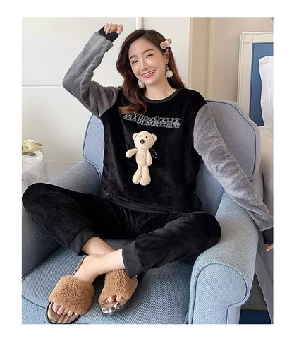 Conjunto Pijama Invierno De Dormir Para Mujer De Lana Coral