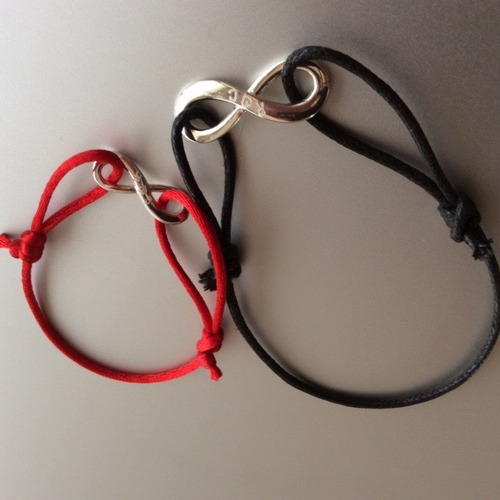 Imagen 5 de 9 de Pareja Pulsera Símbolo Amor Infinito Mini Y Grande Plata Ley
