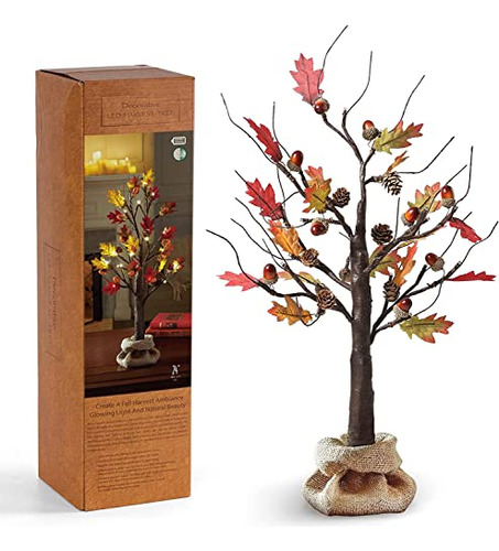 Arbol Artificial De Mesa 60cm Con Luz Otoño Centro De Mesa