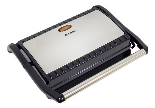 Sanduicheira E Grill Ams Inox 800w Antiaderente Amvox