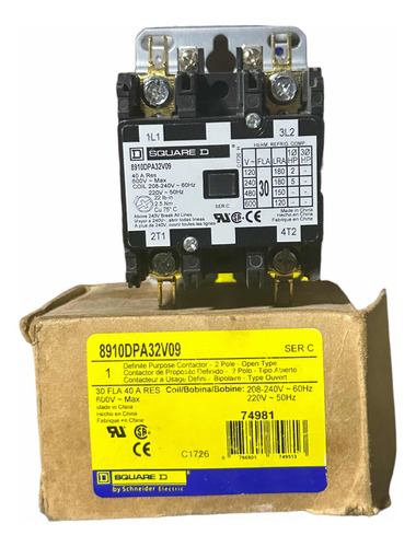 Contactor De Propósito Definido Square D 40a 220v 2p