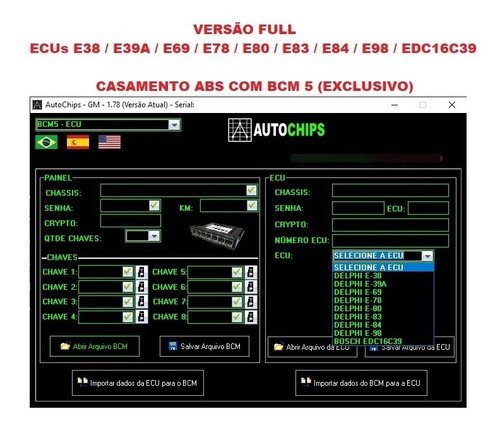 Software Autochips Gm Básico + Complemento E84 E E98 (full)