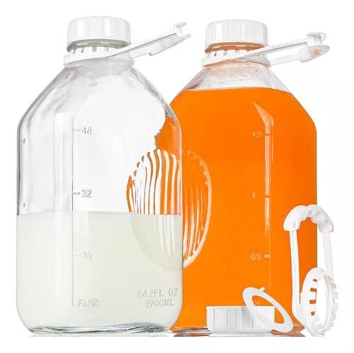  Botellas de leche de vidrio de un litro con tapa de rosca 100%  hermética y resistente, paquete de 6 frascos de 32 onzas, botellas de  vidrio de grado alimenticio para leche