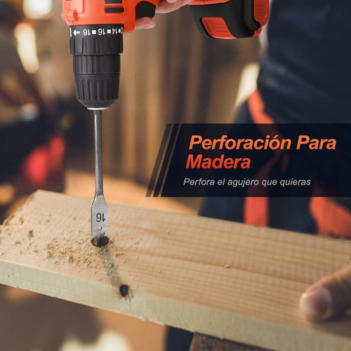 Imagen 5 de 7 de Taladro Atornillador Con Batería De Iones De Litio De 2x21v