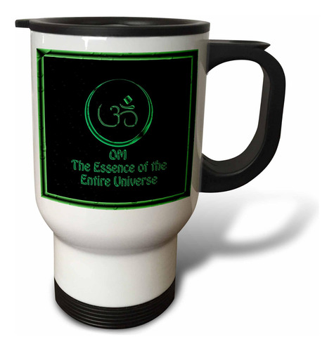 3drose Un Símbolo Om Verde Con Una Taza De Viaje De Acero De