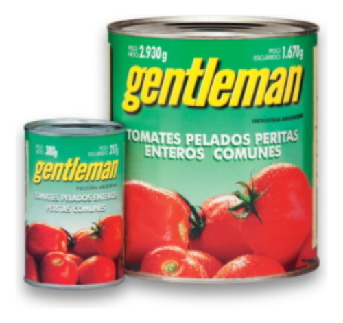 Tomate perita Gentleman entero agua en lata sin TACC 2930 g pack x 3 u
