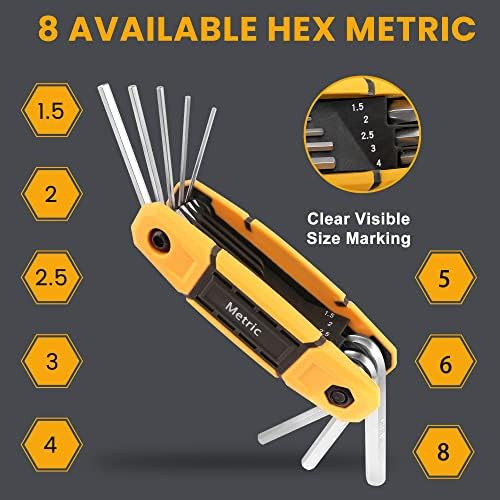 Juego De 25 Llaves Allen Mulwark Modelo Plegables Amarillo