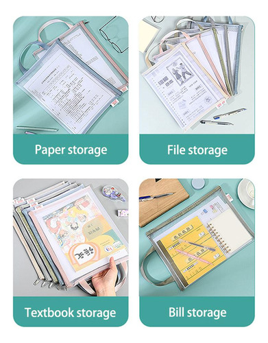 Bolsa De Malla De Doble Capa Para Archivos Transparente Con