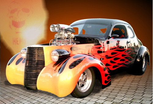 Cuadro Canvas Hot Rod Auto Clasico Velocidad Increible M1