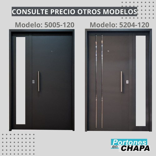 Puerta Exterior De 1.20 X 2.00 Con Postigo Fijo Decorado Gris Oscuro