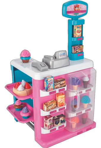 Mini Confeitaria Infantil Com Caixa Registradora E Acessório Rosa