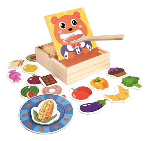 Juego De Alimentación De Animales Madre De Madera Toy Kids