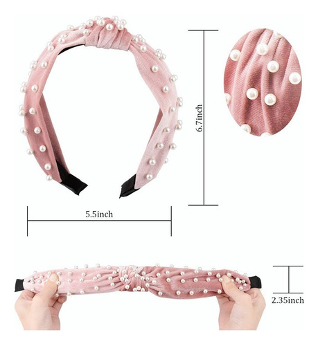 ..juego De Diademas Vintage Anchas Trenzadas Con Perlas 4 Pz