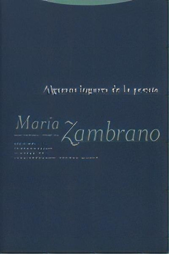 Algunos Lugares De La Poesãâa, De Zambrano, María. Editorial Trotta, S.a., Tapa Blanda En Español
