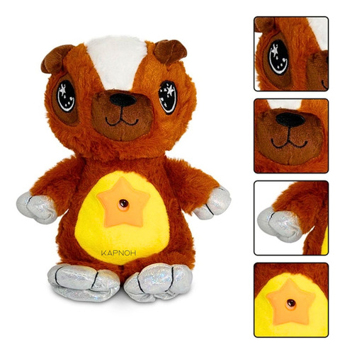Urso Marrom Infantil De Pelúcia Com Projetor Céu Estrelado