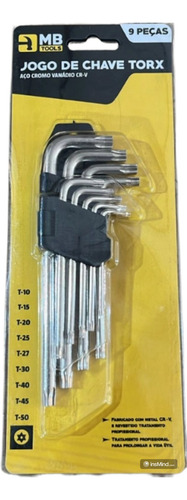 Jogo De Chave Torx Tipo L Torque Longo Cromo Vanádio 9 Peças