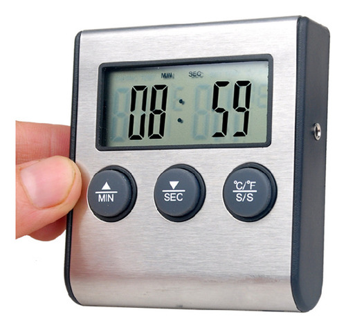 Termômetro De Cozinha Com Alarme De Sonda Longa Para Cozinha