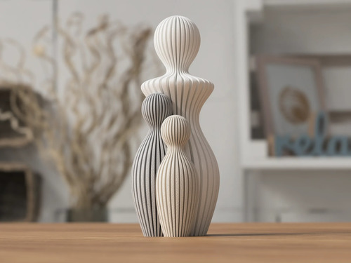 Estatua Madre Y Dos Hijos Para Regalo Dia De La Madre Blanco