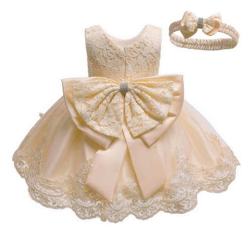 Conjunto Vestido Niña+diadema Encaje Bowknot Princess 2024