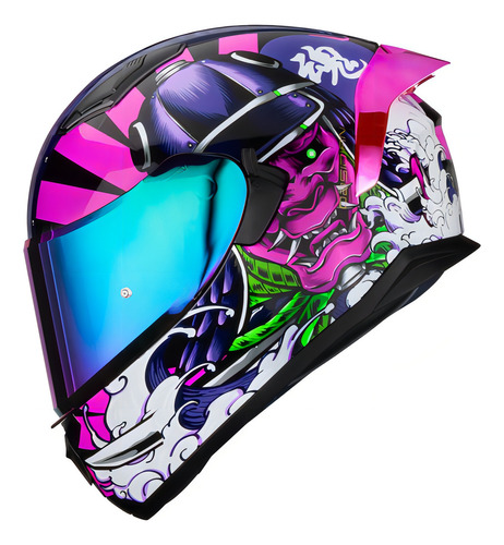 Hax Helmets. Casco Integral Dot Ece. Modelo Obsidian Samurai Color Fucsia Tamaño del casco XL-Extra Grande