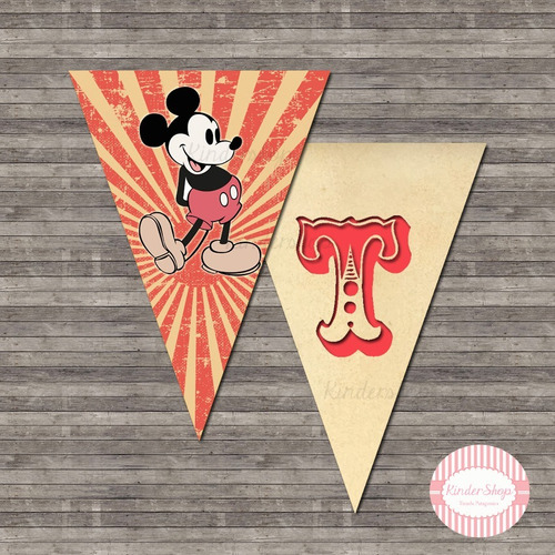 Mickey Vintage Kit Banderín Imprimible 