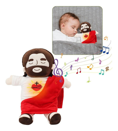 Pelúcia Jesus Que Respira Com Música E Luzes 38cm