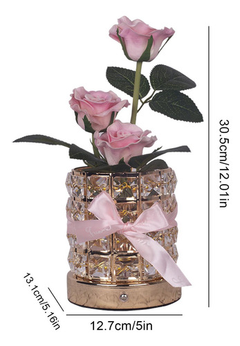 Lámpara De Mesa De Cristal Rosa, 3 Tonos Regulables