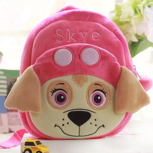 Mochila Infantil Pelúcia Patrulha Canina Escola Cor Rosa Skye