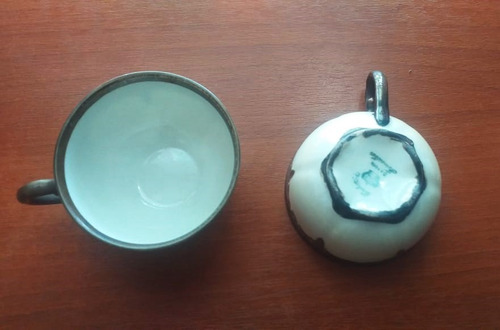 Antiguo Juego De Cafe De Porcelana Bavaria Dekor Feinsilber (Usado)