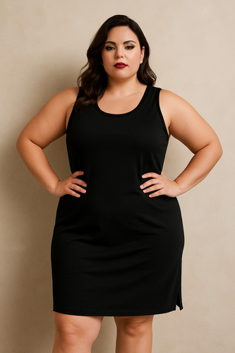 Vestido Corto Sin Mangas Mujer Algodon Talles Grandes