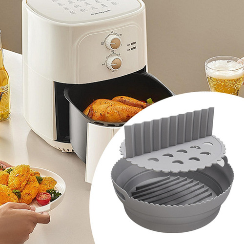 Cesta De Fritadeira A Ar Dobrável, Cinza Com Divisória