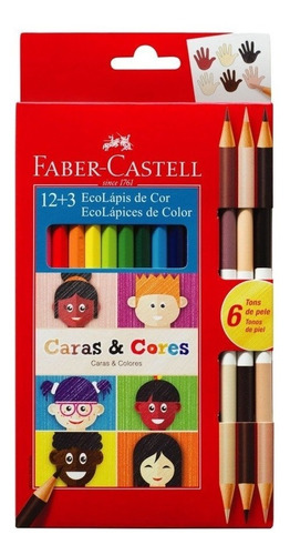 Faber Castell 15 Lapices De Color Caras Y Colores Original